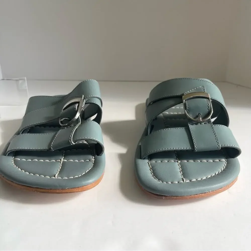 Free People Leather Buckle Sandal Sloan Stormy Sea